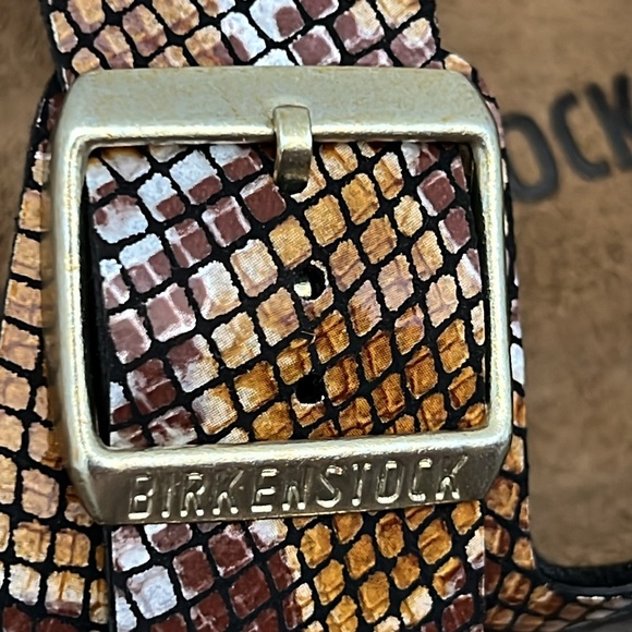 NWOT Birkenstock Arizona Slide Sandal in Brown Snake Skin Print, size 38 (7-7.5) - Picture 9 of 12